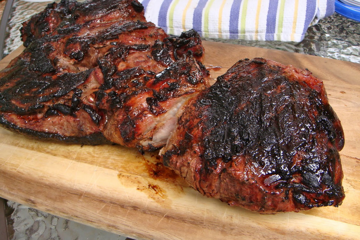 Cooking leg of lamb on outlet bbq